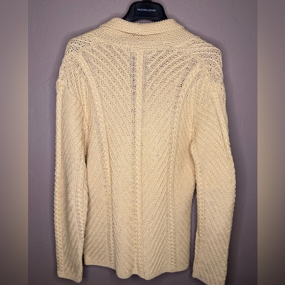 Rare Vtg Ralph Lauren Exclusive Hand Knit Soft Yellow Sweater Cardigan Size Lrg - Picture 8 of 11